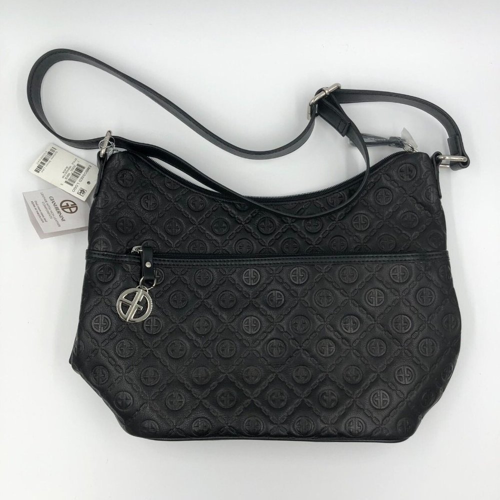 Giani Bernini Black Embossed Logo Adjustable Crossbody